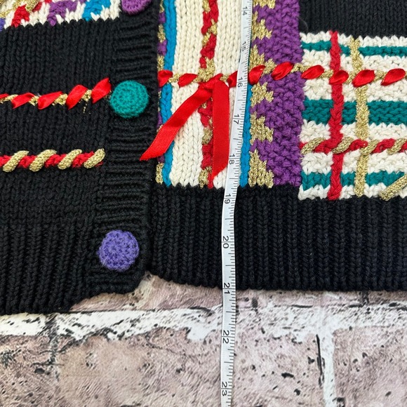 Petite Sophisticate Black Novelty Gift Box Cardigan Sweater Petite S - Picture 8 of 11